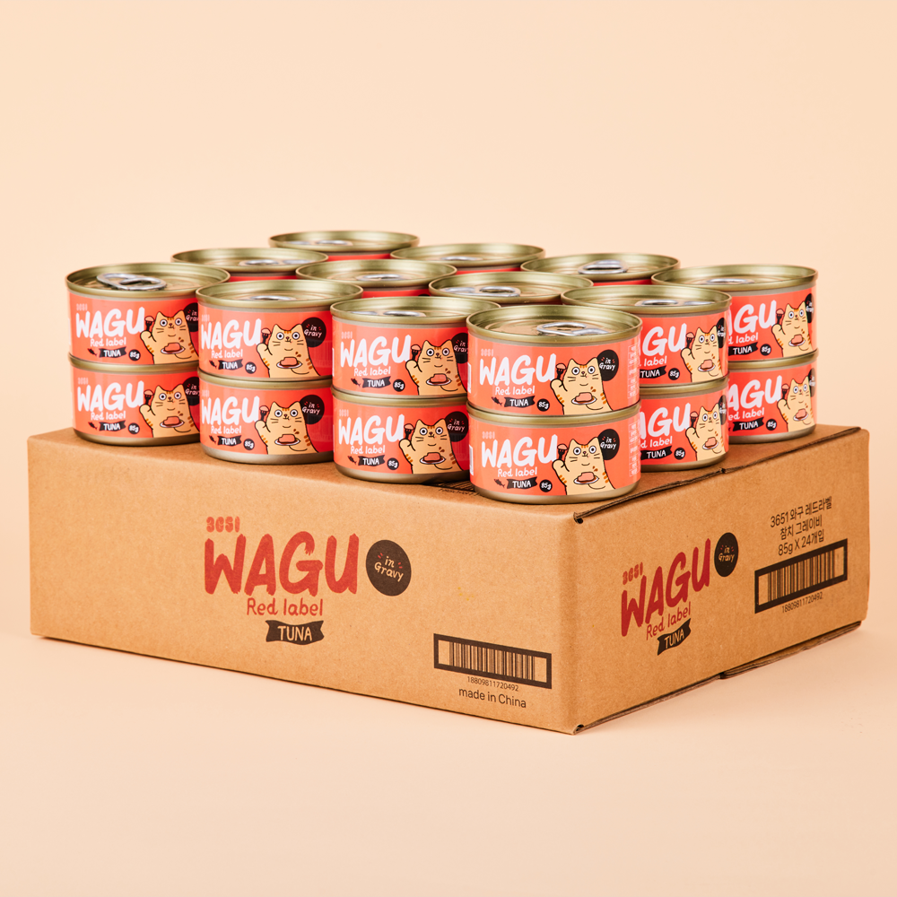 3651 와구 고양이 간식 습식캔 참치 레드라벨, 85g, 24개