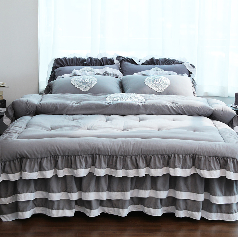 류금숙 프렌치감성 실키케어 향균프릴 이불 베개커버 이중프릴침대커버세트 SS/Q/K/SK