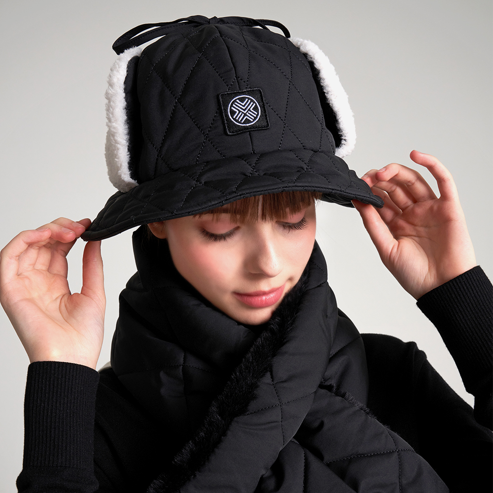 테크스킨 여성 패딩 버킷햇 골프모자 방한용품