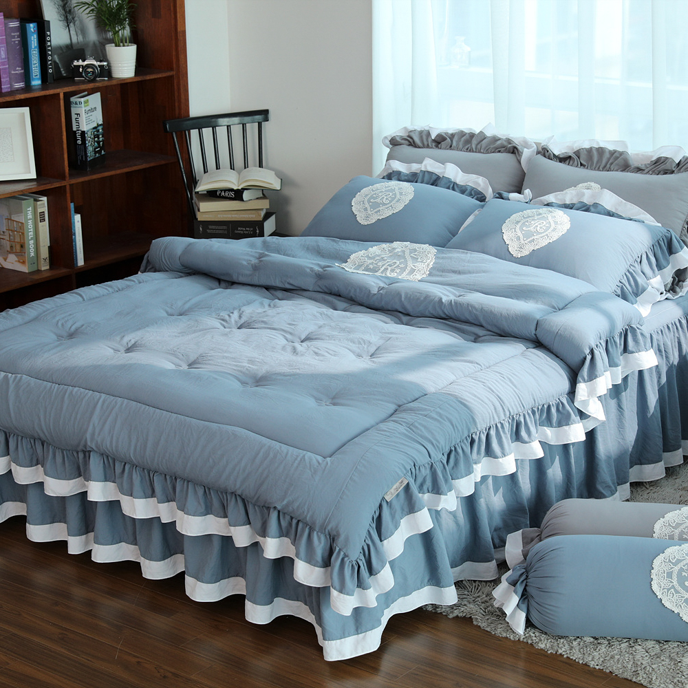 류금숙 프렌치감성 실키케어 향균프릴 차렵이불 베개커버 롱침대커버세트 SS/Q/K/SK