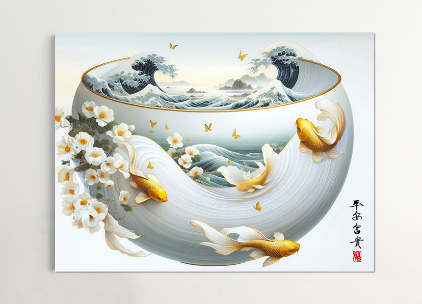 벚꽃 달항아리 인테리어 그림 꽃 액자 거실 풍수 카페 개업선물 소형