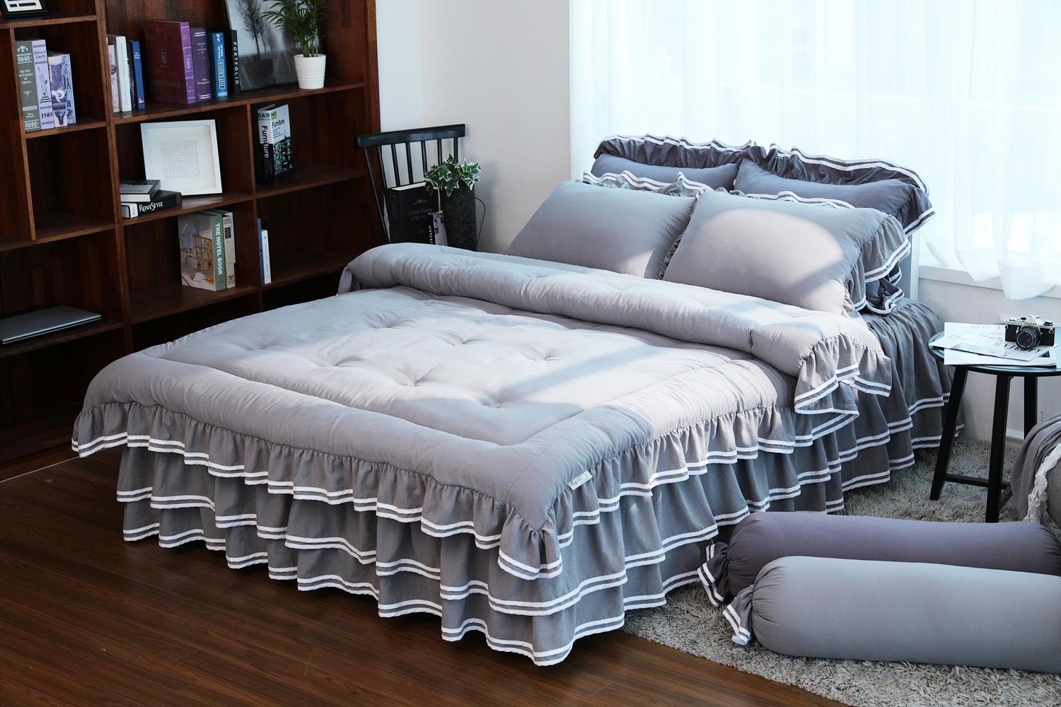 류금숙 투라인 실키케어 향균프릴 차렵이불 베개커버 롱침대커버세트 SS/Q/K/SK 국내생산