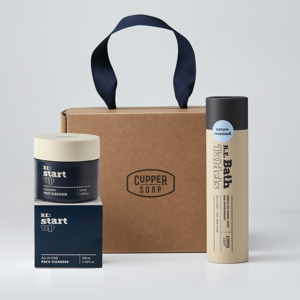 커퍼솝 촉촉한 선물세트(리스타트업 올인원 팩 클렌저+아주레 리마인드 배쓰밤 탄산 입욕제)