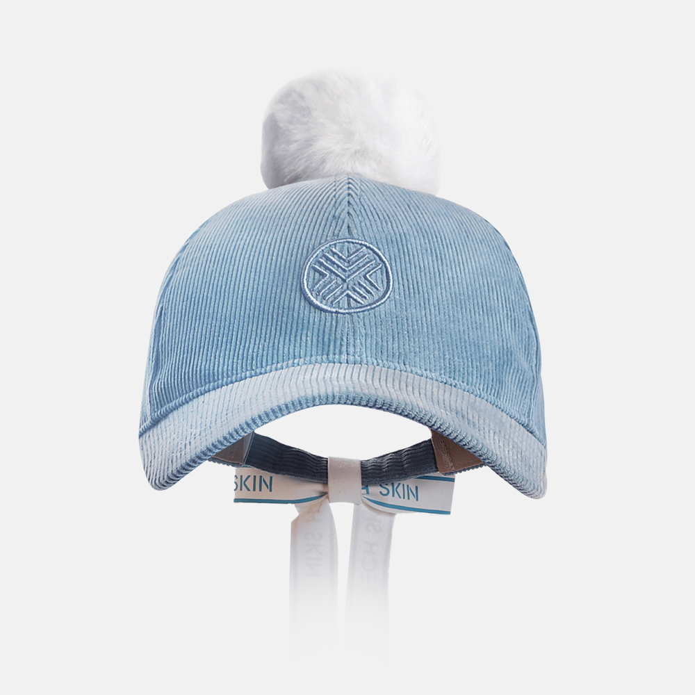 테크스킨 여성 퍼 리본 코듀로이 골프모자 방한용품