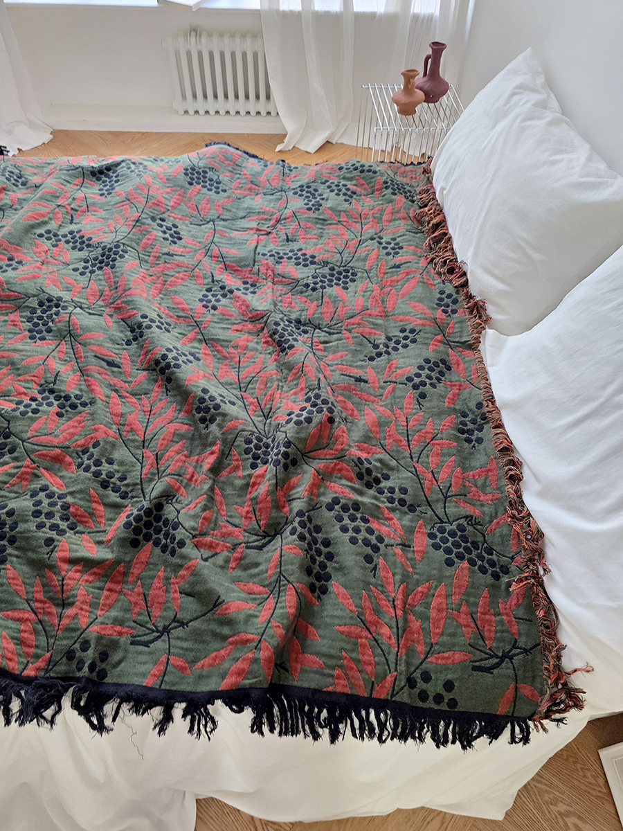 블랑쉬 레드 열매 술 거즈 대형 담요 블랭킷 - 상세 이미지 5