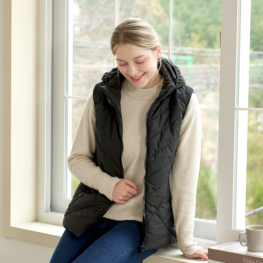 프롬비 아뜨 발열조끼 FE244 캠핑 낚시 열 경량 골프 방한 온열 열선 블랙, L