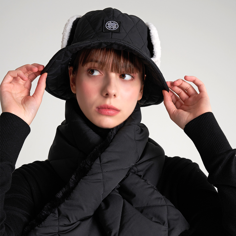 테크스킨 여성 패딩 버킷햇 골프모자 방한용품