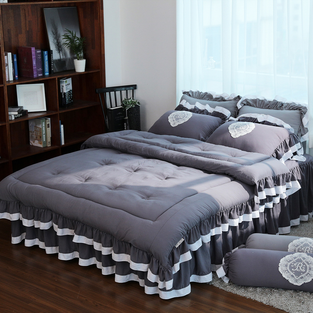 류금숙 프렌치감성 실키케어 향균프릴 차렵이불 베개커버 롱침대커버세트 SS/Q/K/SK