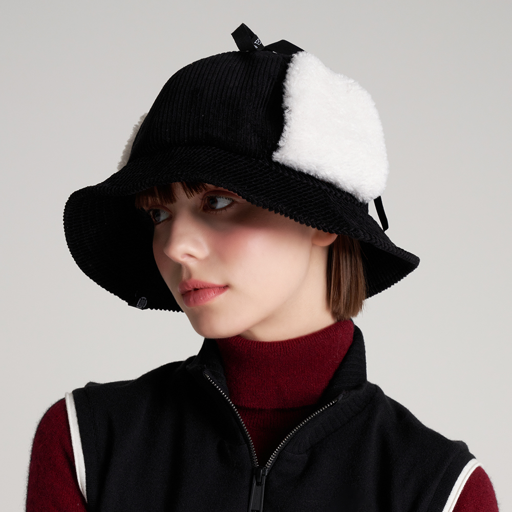 테크스킨 여성 코듀로이 이어머프 버킷햇 골프모자 방한용품