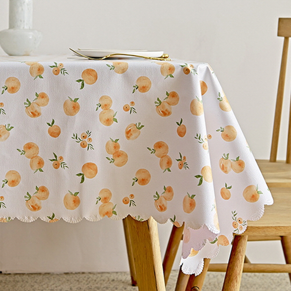 오렌지피치 방수테이블보 2인용 미니 테이블보 레이스 식탁커버 협탁보 방수 캠핑식탁보
