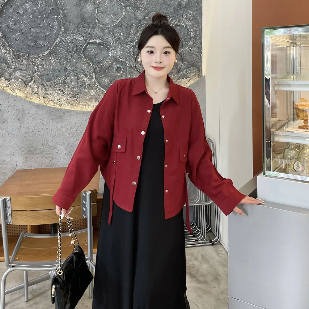 빅사이즈 언밸런스 셔츠+슬림 나시 원피스 세트 - 상세 이미지 5