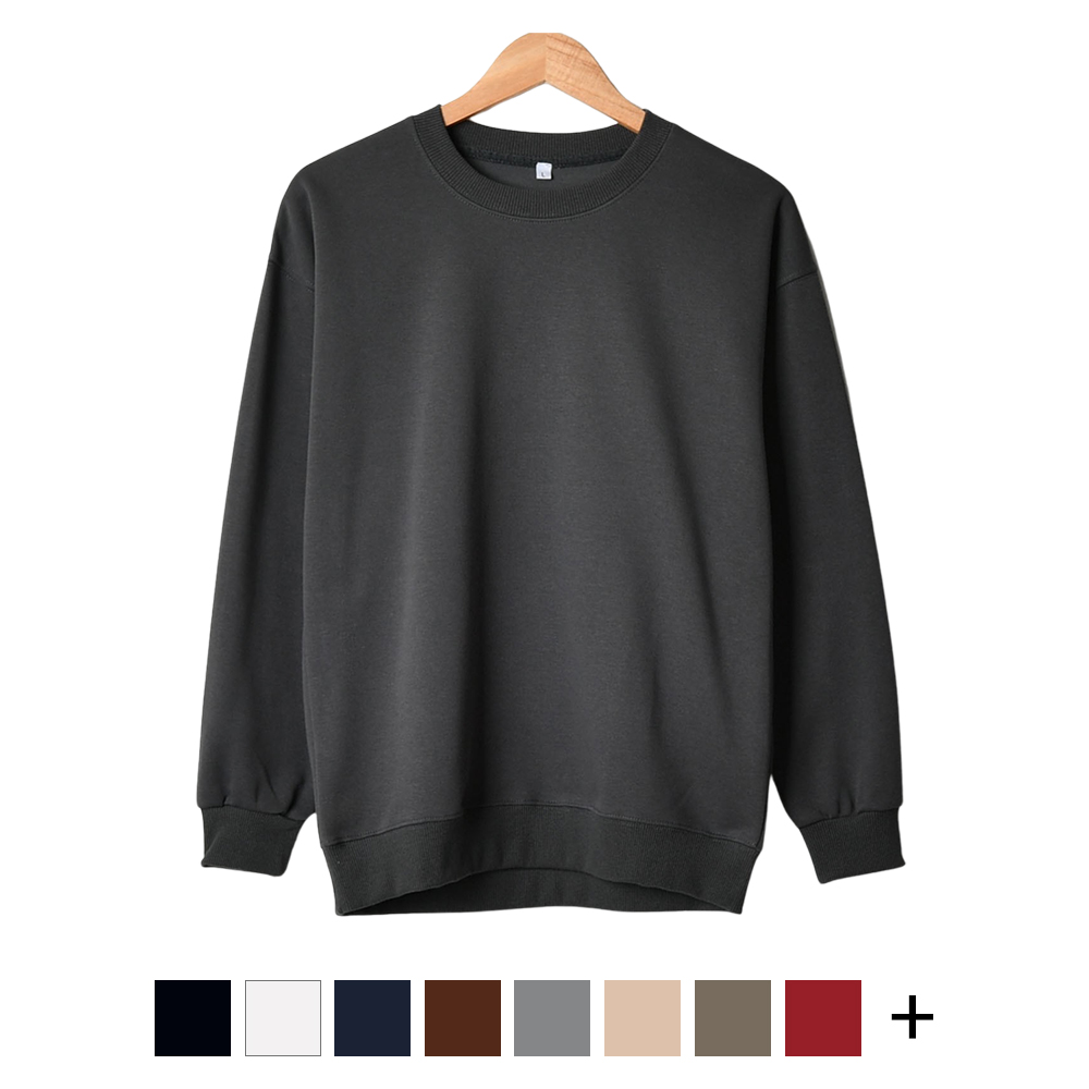 남자 맨투맨 라운드 기본 면 무지 빅사이즈 남녀공용 긴팔 티셔츠