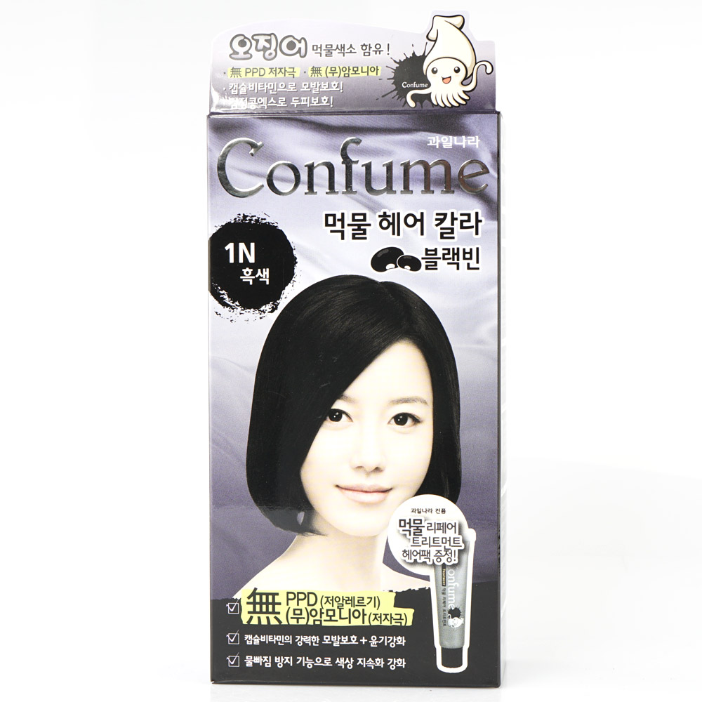과일나라 먹물 헤어칼라 블랙빈1N 염색 약 셀프 뿌리 흰머리 부분 새치 - 상품 이미지