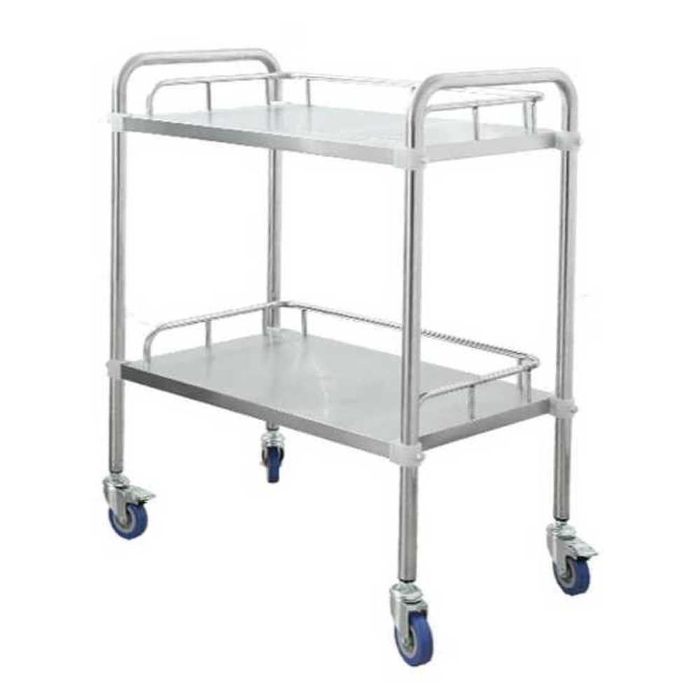 의료용 카트 트레이 소독 트롤리 처치실 철제 작업대 66x44cm 2단 - 상품 이미지