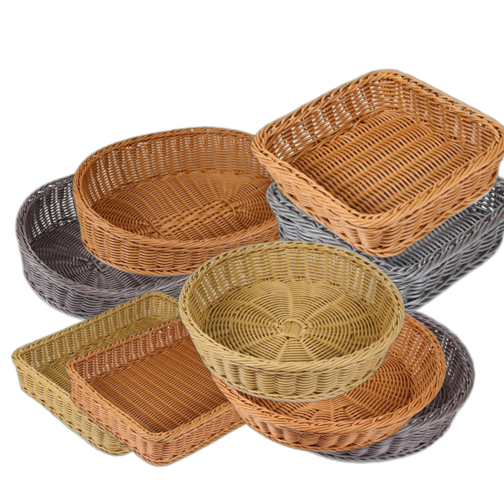 사각바스켓 PP라탄 빵 베이커리 과일 야채 마트 진열 다용도 수납 플라스틱 바구니 SS