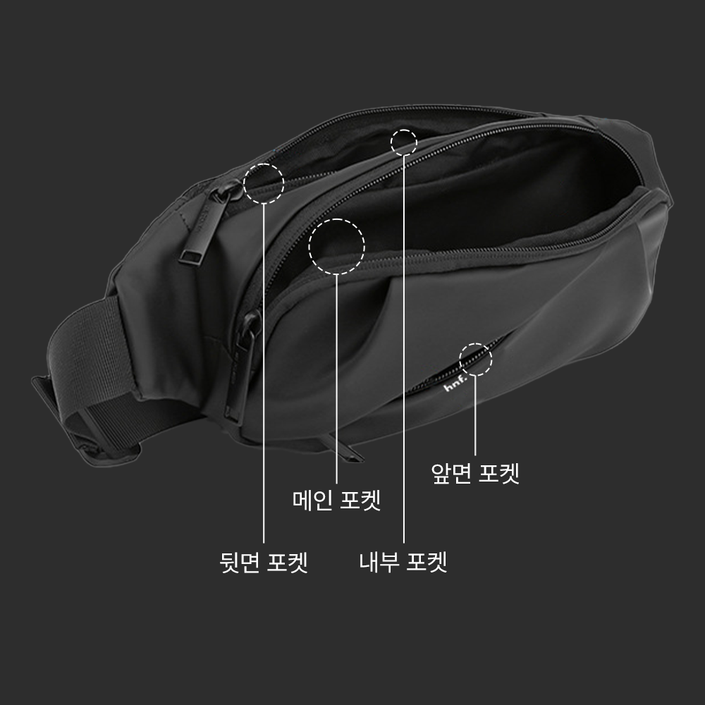 HNF 힙색 등산힙색 스포츠 허리 러닝 운동 여행용 슬링백 웨이스트백 크로스 이미지 4