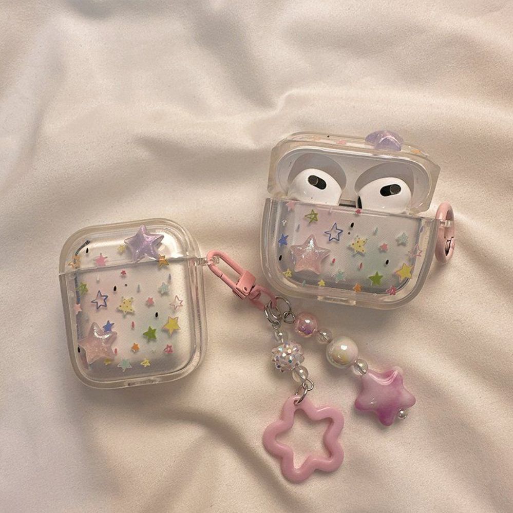 에어팟 4세대 투명 케이스 입체 별 스트랩 홀로그램 커버 매달린 장식품으로 Apple AirPods 2 1/2세대 유니버 - 상세 이미지 4