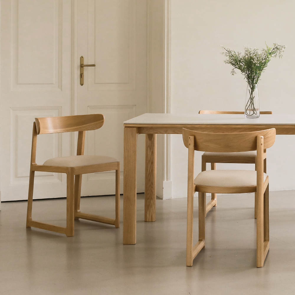 라미에스 모아나 오크 참나무 포세린 세라믹 식탁세트 4인용 1400 의자4