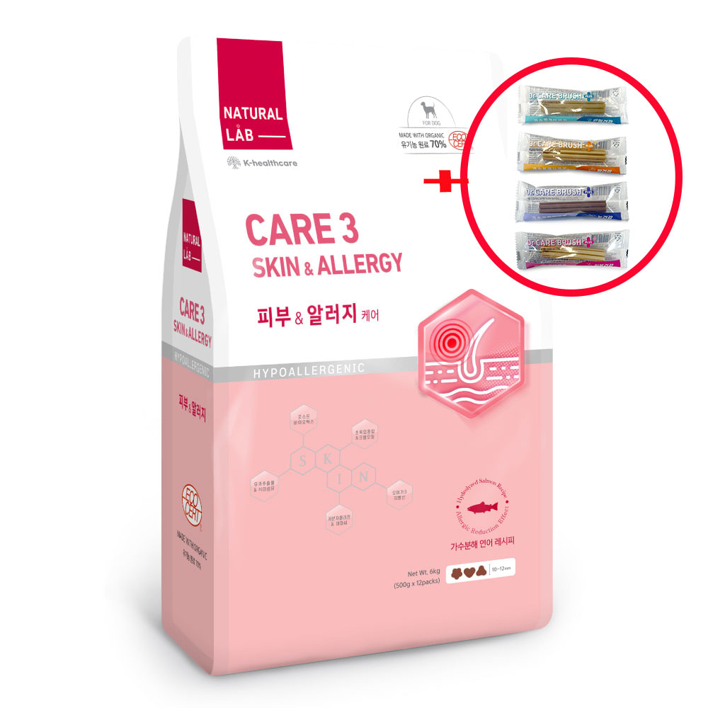 [덴탈껌 20p]+ 네츄럴랩 케어 유기농 케어3 피부+알러지, 6kg, 1개 - 상품 이미지