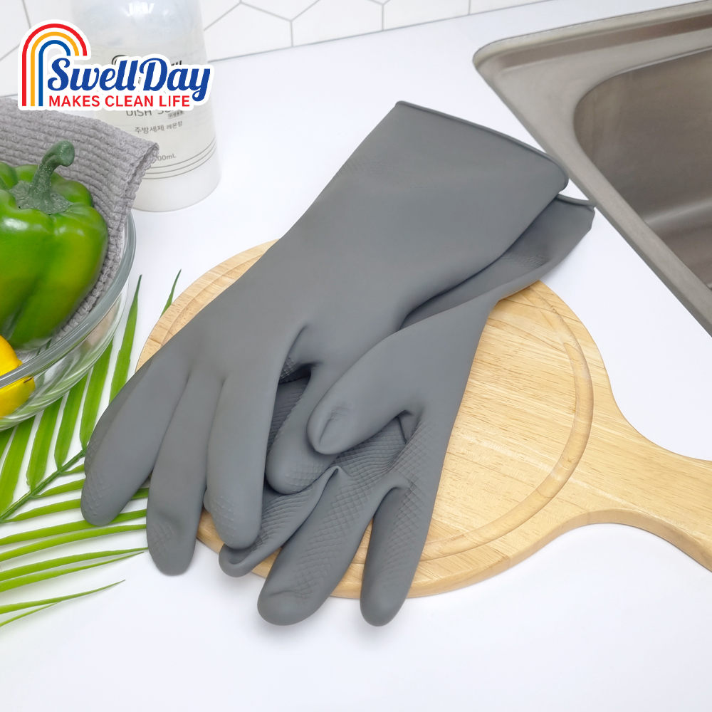 [2+2] 스웰데이 천연라텍스 고무장갑(M) 총 4켤레 컬러혼합 주방 김장 설거지 장갑