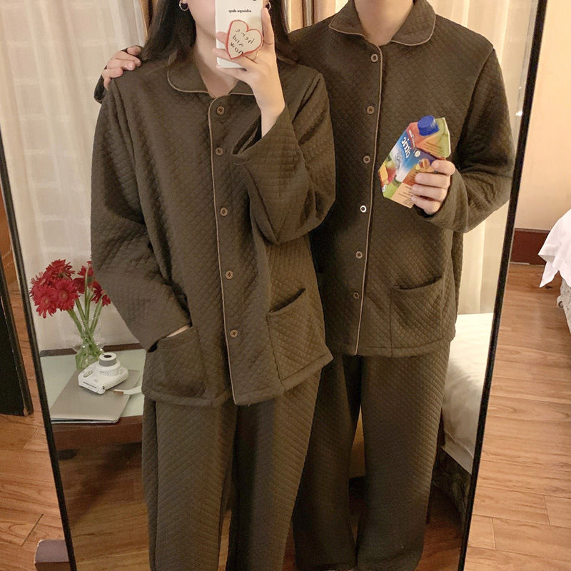 (커플잠옷) (프리마잠옷세트) 누빔 여성 남성 파자마 시밀러룩 연인 빅사이즈 투피스 겨울 상세 이미지 20