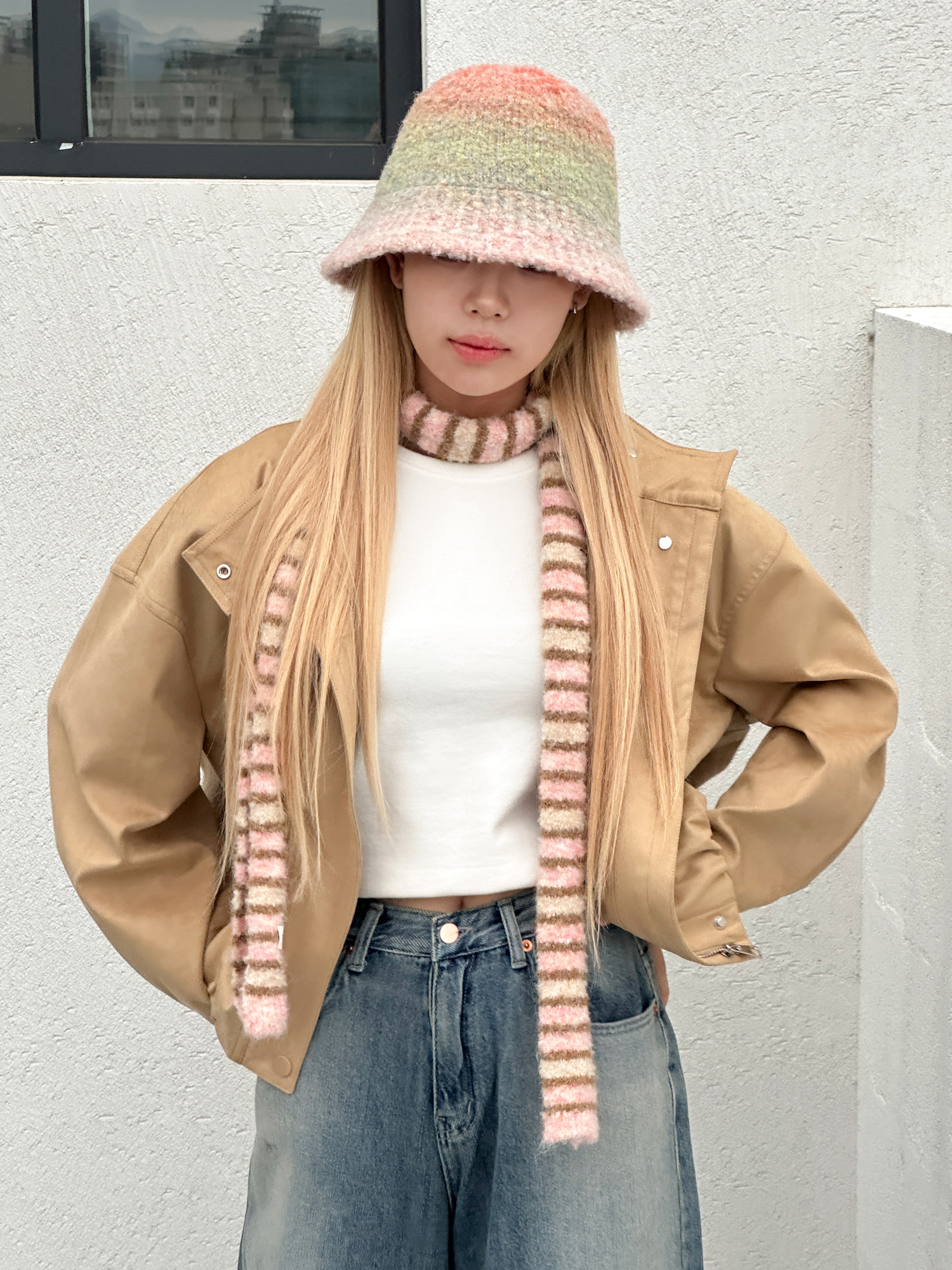[울소재] 보링 유니크 그라데이션 벙거지 모자 5color 상세 이미지 14