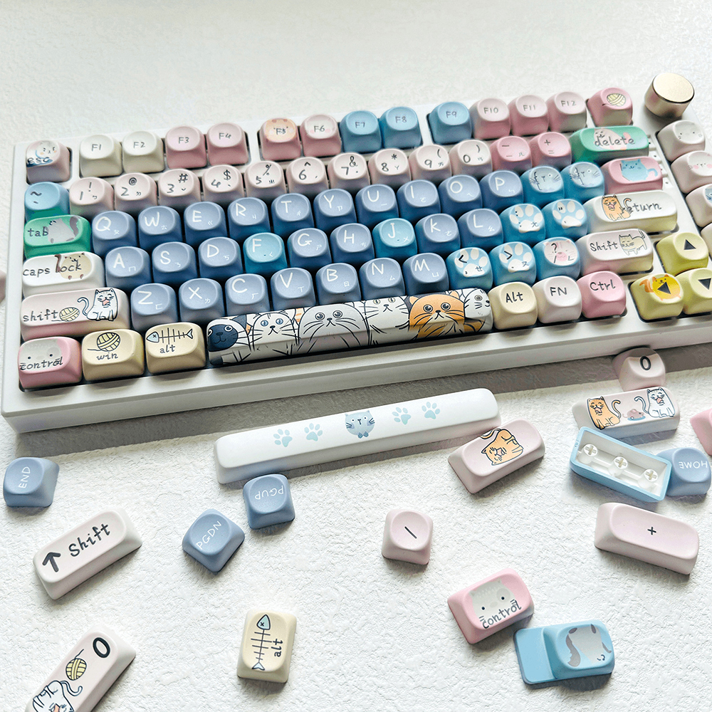 고양이키캡 야옹이월드 귀여운 한글키캡 영문 MOA PBT 기계식키보드 독거미 앱코