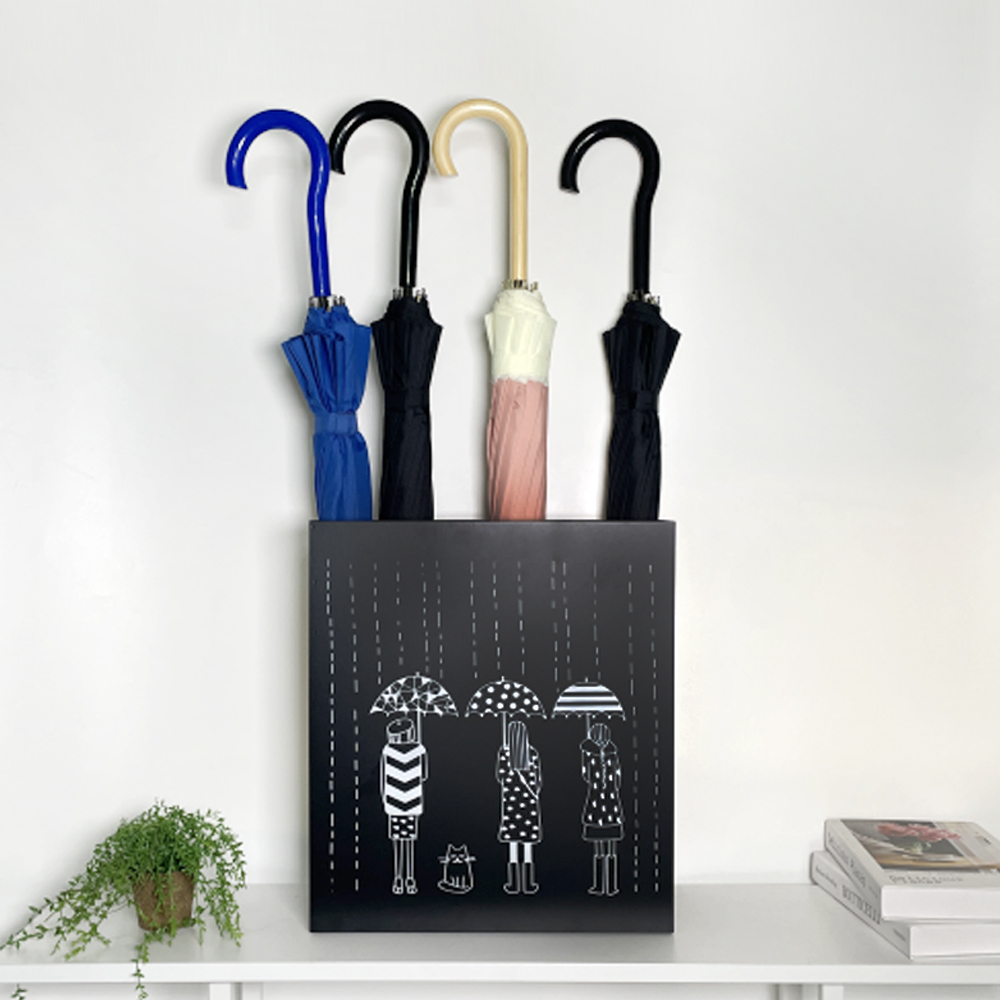 심플 모던 일러스트 철제 우산꽂이 업소용 카페 사무실 현관 인테리어 블랙