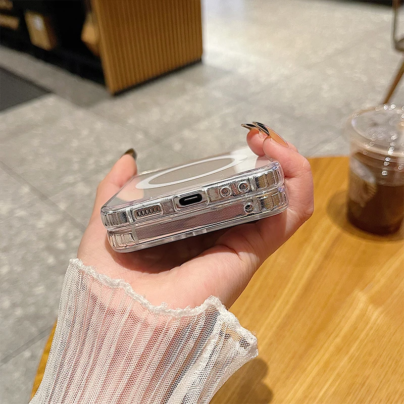 맥세이프 케이스 클리어 자석 마그네틱 파손방지 모서리보호 슬림 투명, 갤럭시Z 플립4 이미지 6