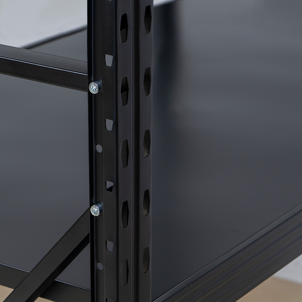 코어 중량랙 산업용 철제선반 무볼트 조립식 앵글 창고 15006001500 4단 블랙