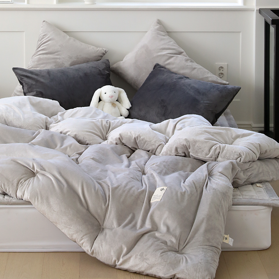 극세사이불 겨울 차렵이불 타탄 따뜻한 옥수수솜 침구 SS