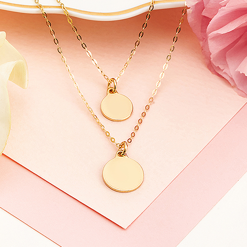 14K 이니셜 코인 금 목걸이 8mm, 10mm - 상세 이미지 3