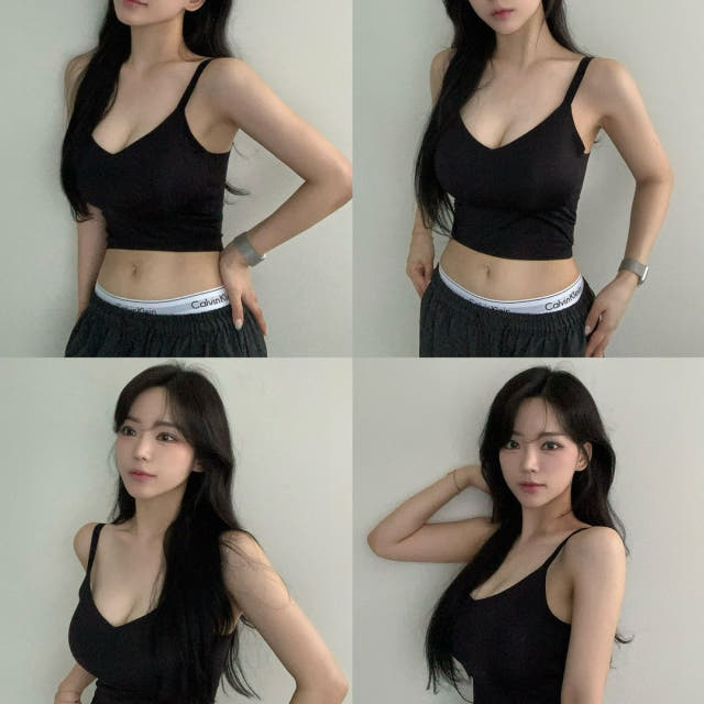 보정크롭탑 크롭탑 브라캡나시 일체형크롭탑