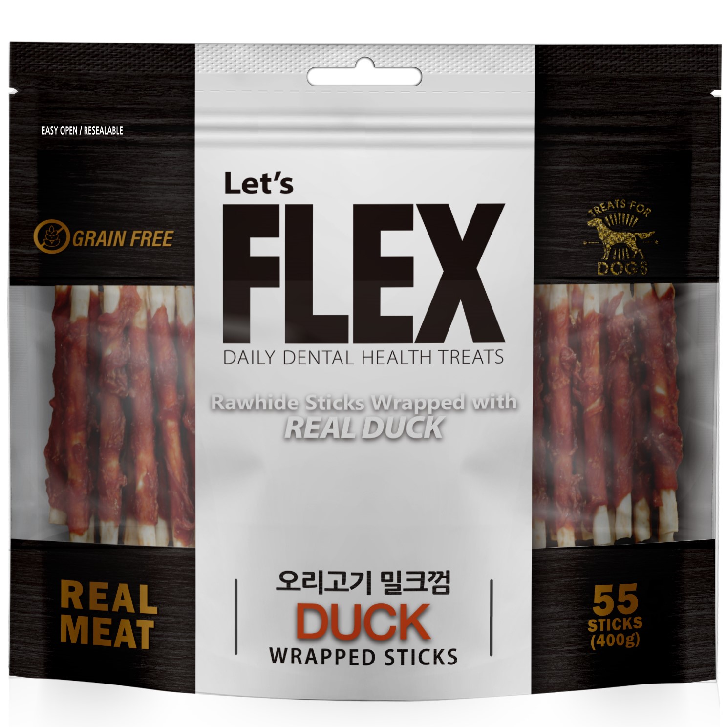 플렉스 밀크껌 대용량 강아지 간식 오리고기, 400g, 1개 - 상세 이미지 2