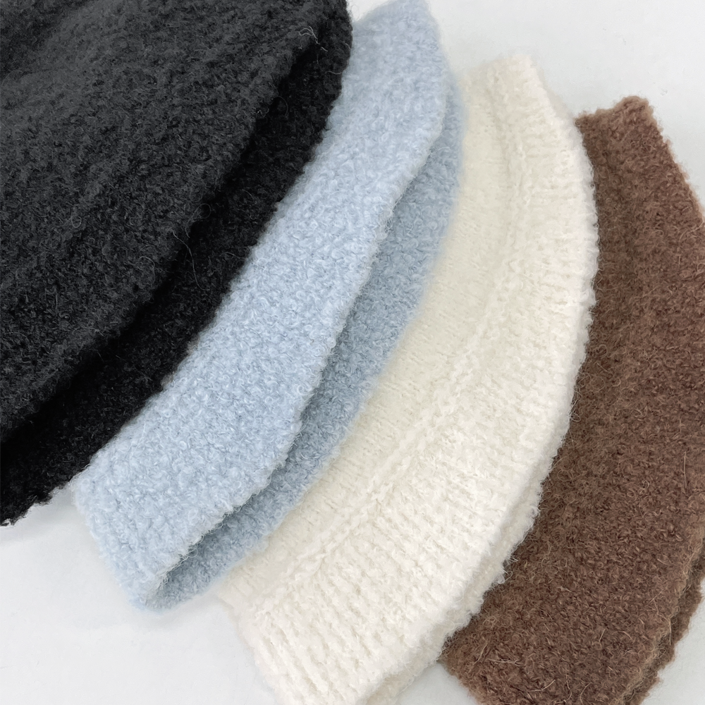 빔 뽀글이 양털 여성 겨울 알파카 니트 벙거지 모자 숏 버킷햇