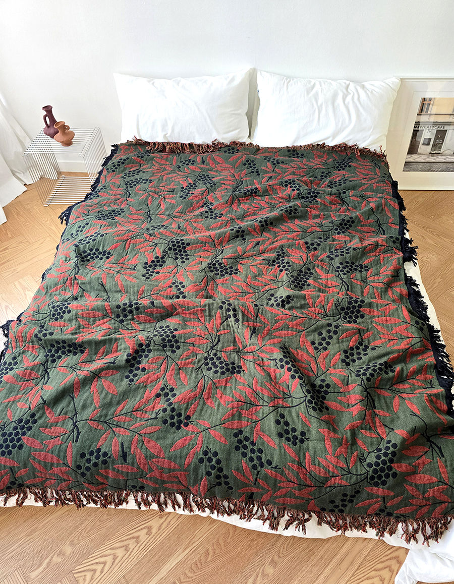 블랑쉬 레드 열매 술 거즈 대형 담요 블랭킷 - 상세 이미지 2