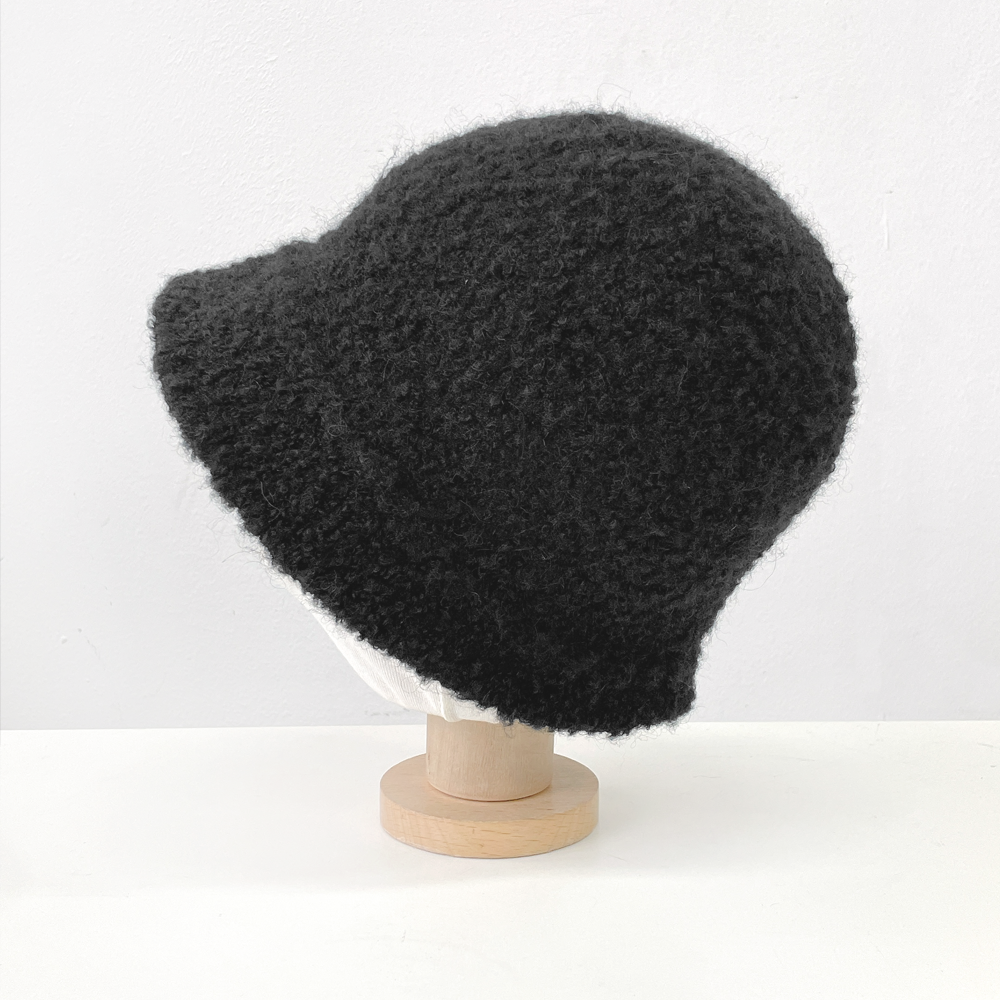 빔 뽀글이 양털 여성 겨울 알파카 니트 벙거지 모자 숏 버킷햇
