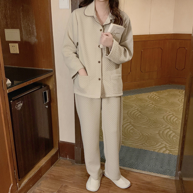 (커플잠옷) (프리마잠옷세트) 누빔 여성 남성 파자마 시밀러룩 연인 빅사이즈 투피스 겨울 상세 이미지 34
