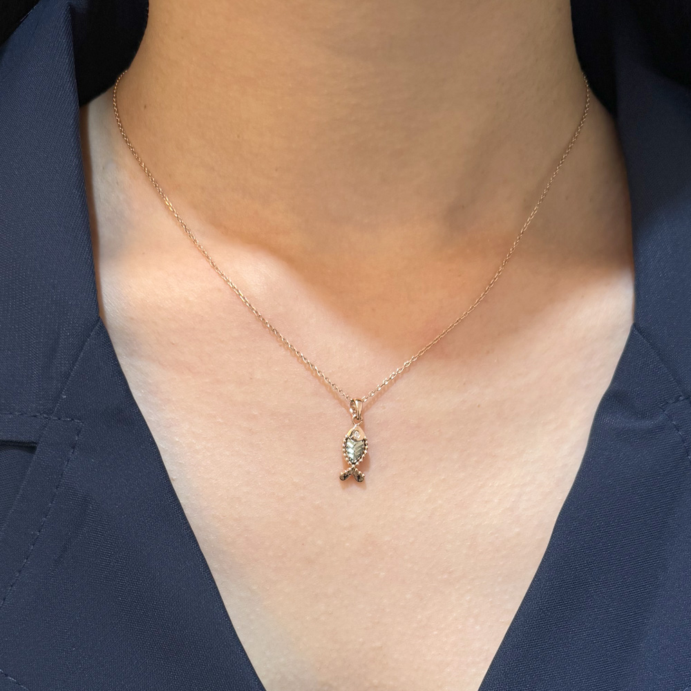 스피니 물고기 컷팅 볼 큐빅 펜던트 데일리 행운 소원 학생 선물 14K 18K - 상세 이미지 3