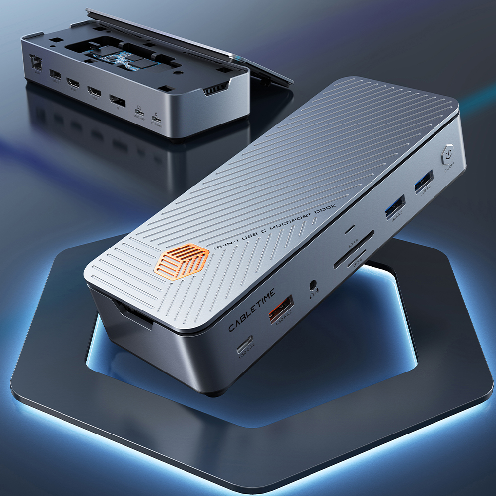 케이블타임 트리플 디스플레이 15in1 C타입 8K 도킹스테이션 HDMI DP NVMe SSD 인클러저 멀티허브 CB14S - 상세 이미지 2