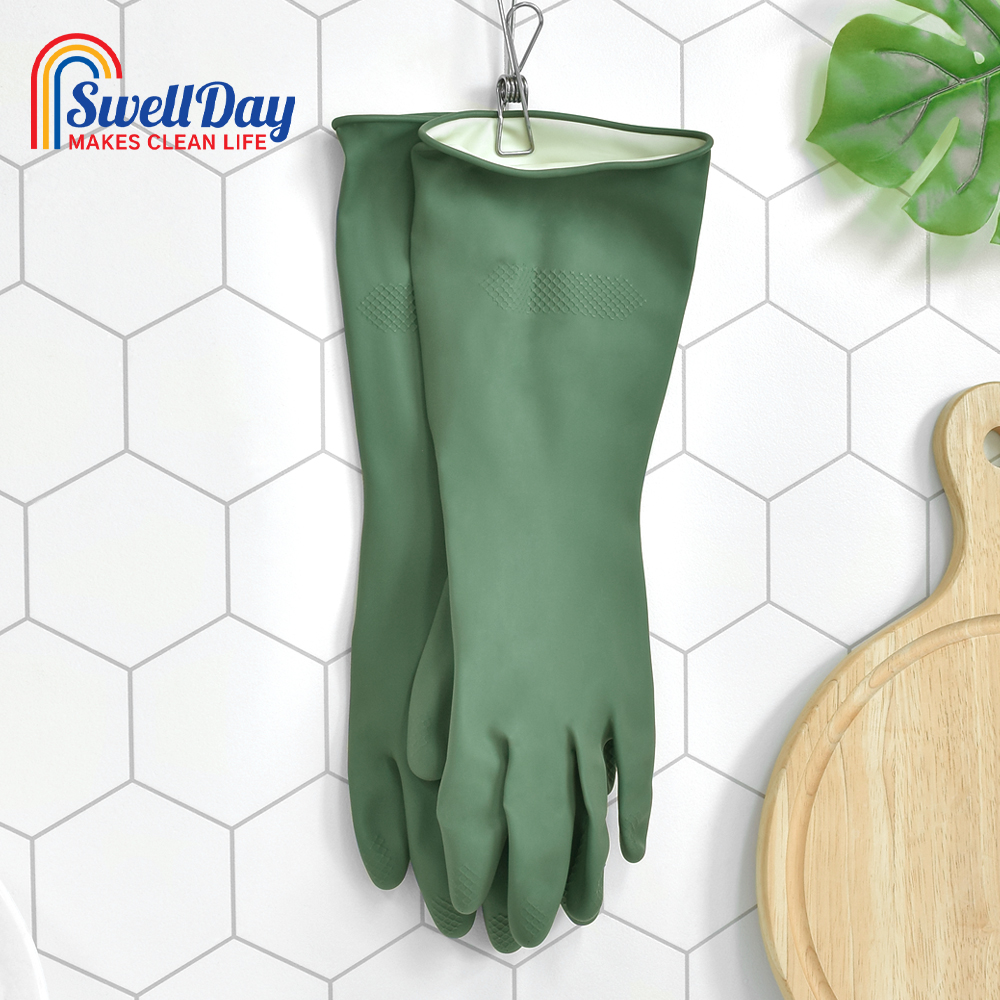 [2+2] 스웰데이 천연라텍스 고무장갑(M) 총 4켤레 컬러혼합 주방 김장 설거지 장갑