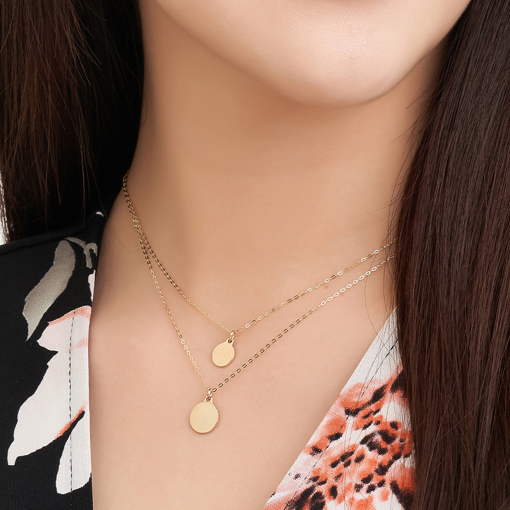 14K 이니셜 코인 금 목걸이 8mm, 10mm - 상세 이미지 2