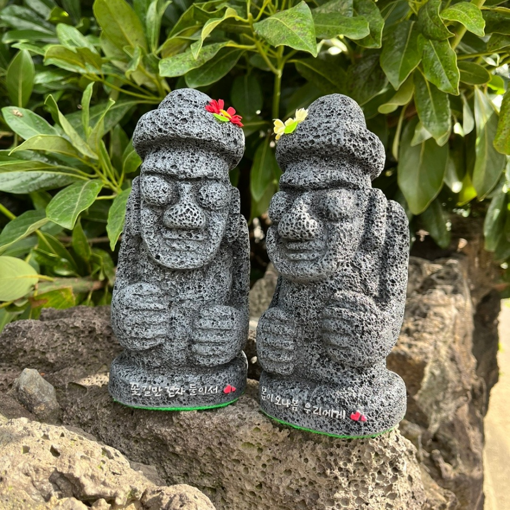 제주 꽃길 돌하르방 문무 한쌍 16cm 장식인형 제주특산품 감성소품 인테리어 : 해피제주랩