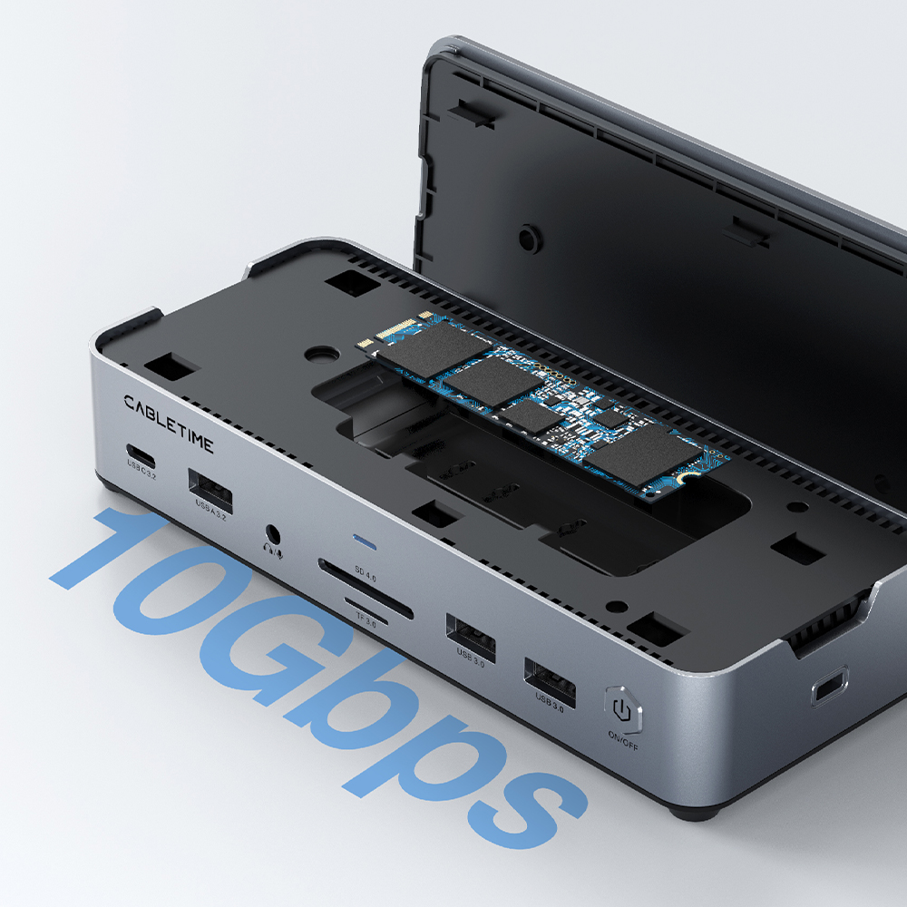 케이블타임 트리플 디스플레이 15in1 C타입 8K 도킹스테이션 HDMI DP NVMe SSD 인클러저 멀티허브 CB14S - 상세 이미지 3