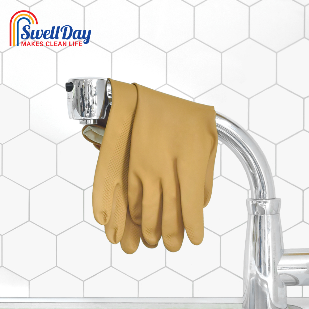 [2+2] 스웰데이 천연라텍스 고무장갑(M) 총 4켤레 컬러혼합 주방 김장 설거지 장갑