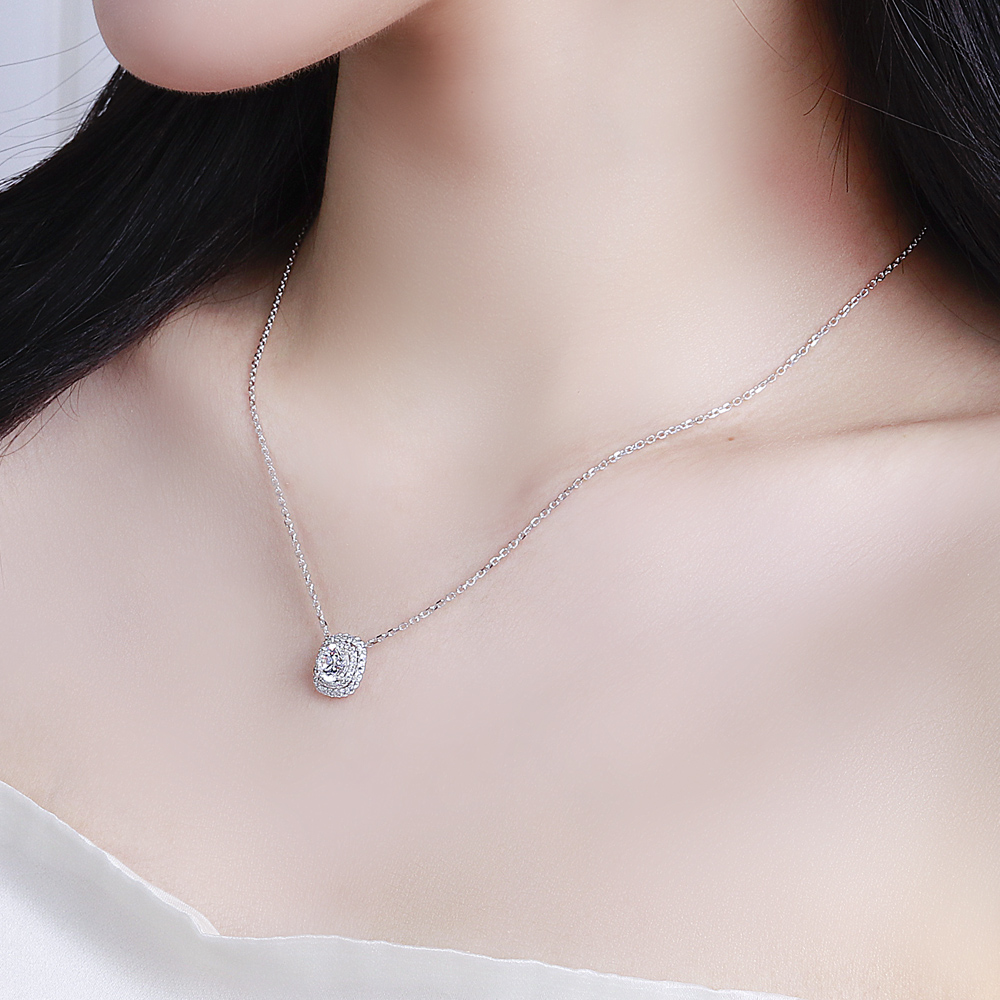 5부 7부 천연 다이아 목걸이 우신 GIA 더블 헤일로 일체형 결혼 기념일 웨딩 선물 - 상세 이미지 3