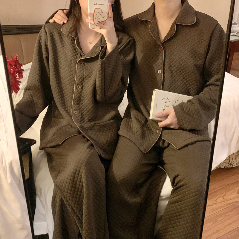 (커플잠옷) (프리마잠옷세트) 누빔 여성 남성 파자마 시밀러룩 연인 빅사이즈 투피스 겨울 상세 이미지 22