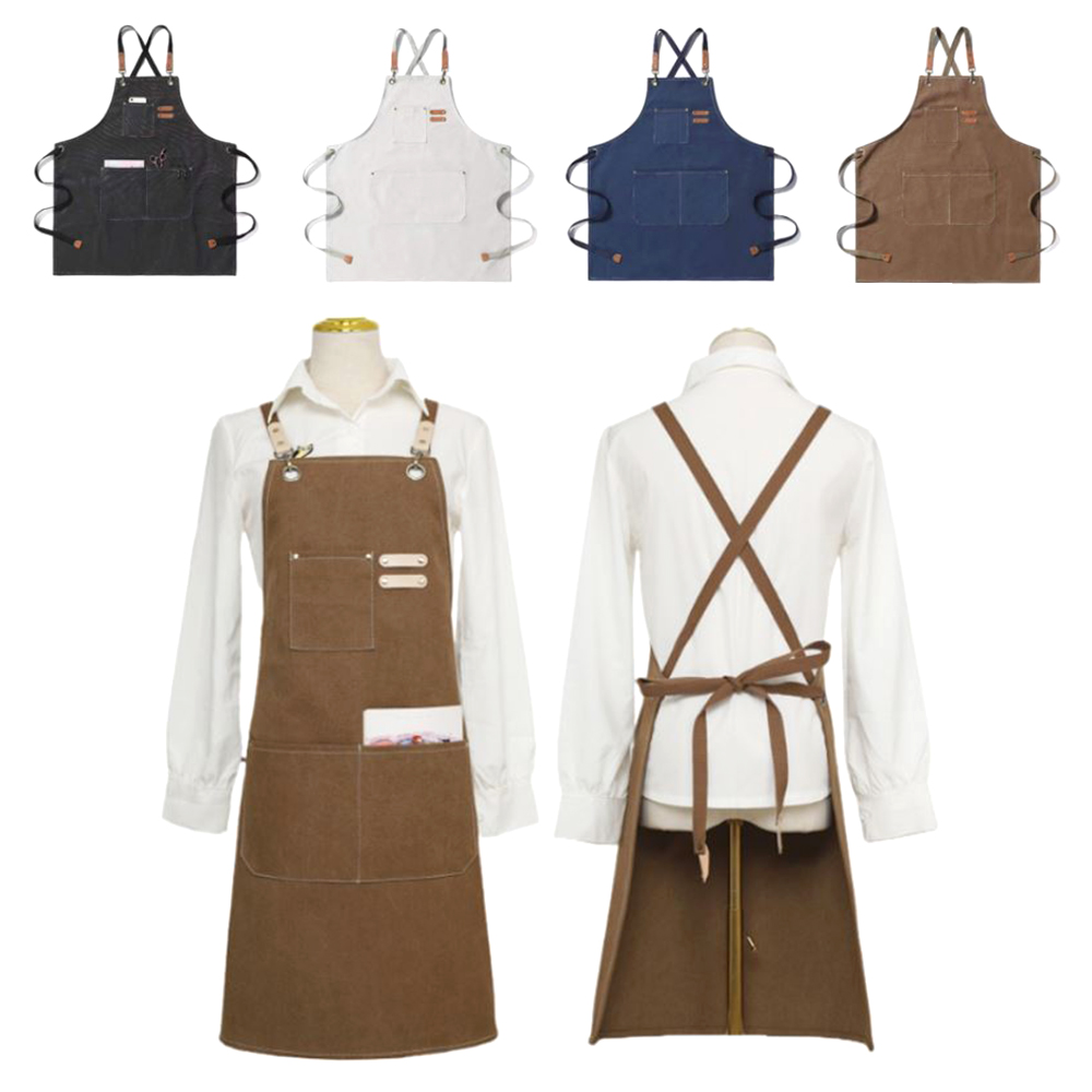남녀 데님 앞치마 캐주얼 생활방수 카페 공방 통기성 앞커버