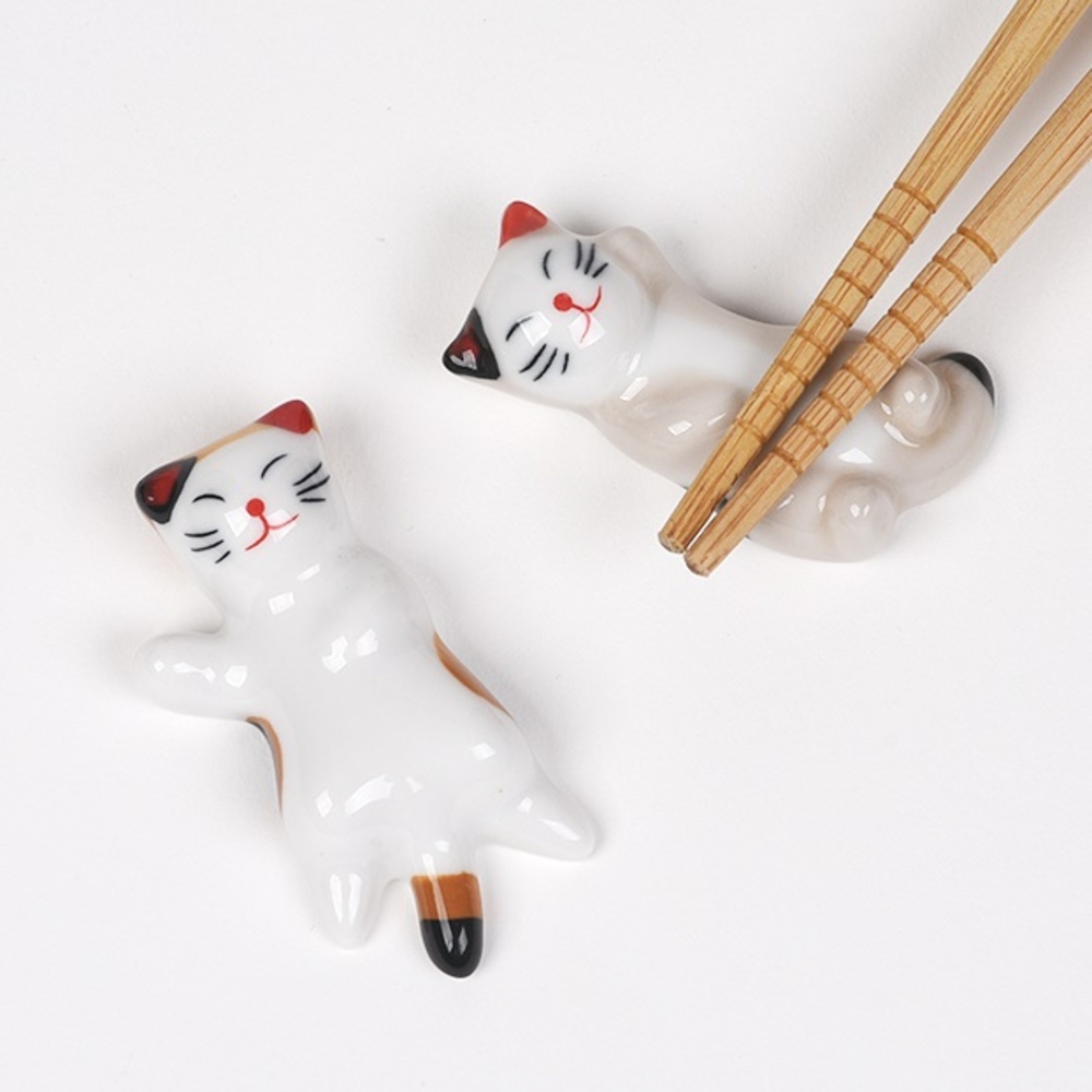도자기 고양이 수저받침 6개세트 귀여운 젓가락 받침대