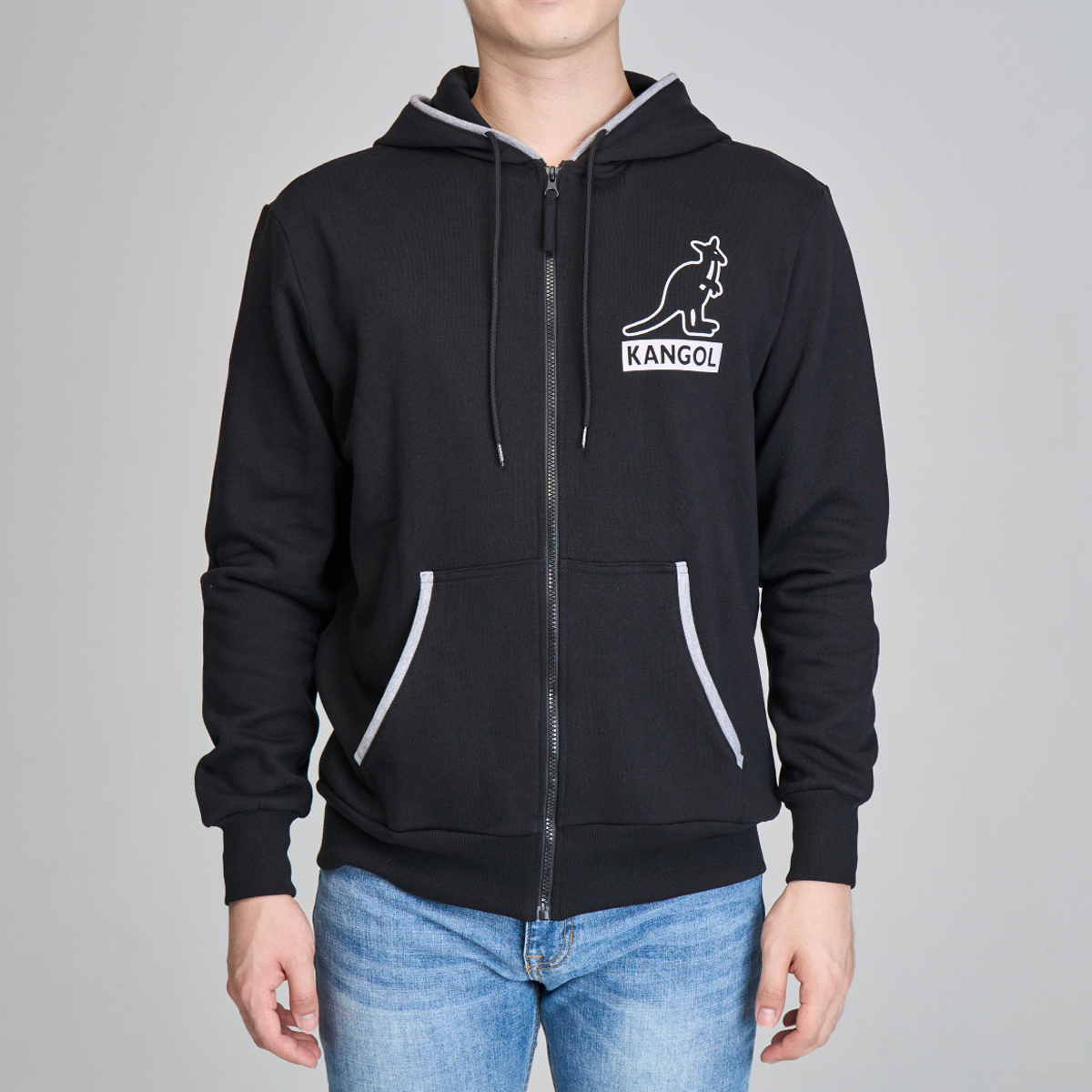 캉골 후드집업 로고 남녀공용 블랙 K96155 빅로고